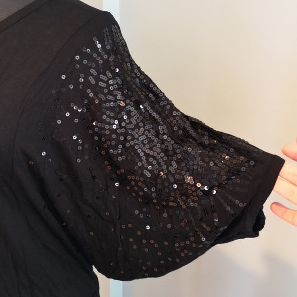 KISCHE Black top size L with sequins - Picture 2 of 5